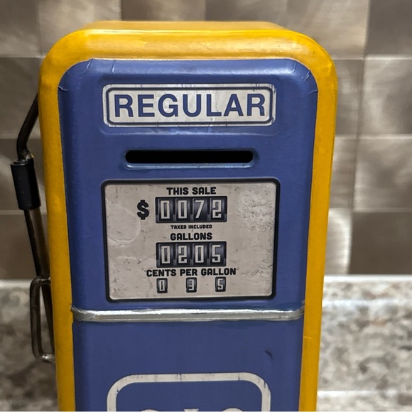 Blue and Yellow 10” Vintage Style‎ Gas Pump  Coin Bank - Picture 3 of 12